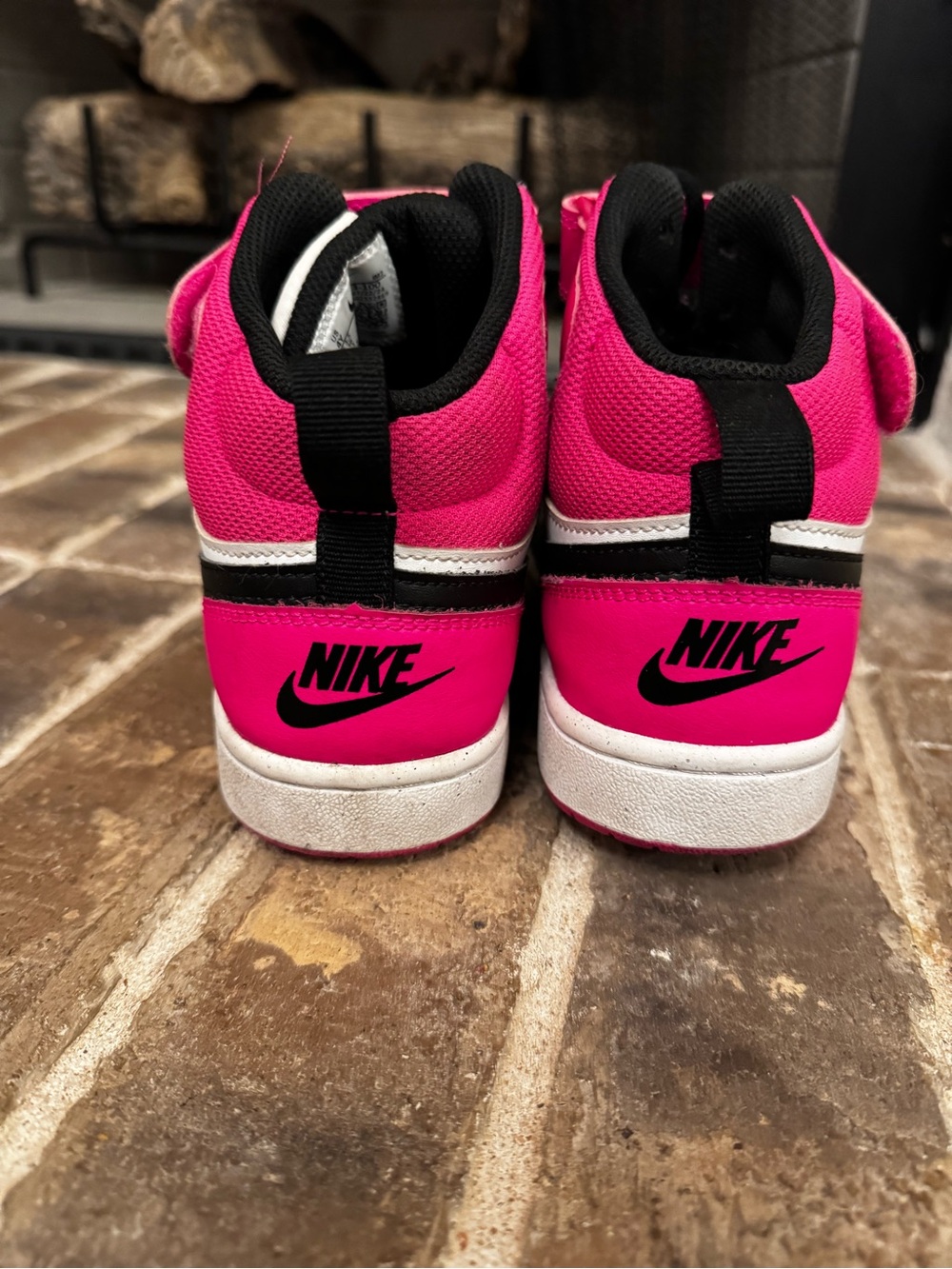 Nike Kids Hot Pink, Black & White High-Top Sneakers - Picture 4 of 6